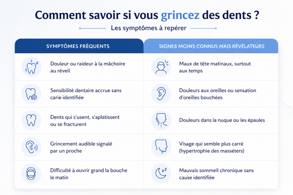 tableaux sympthômes bruxisme - ares dental